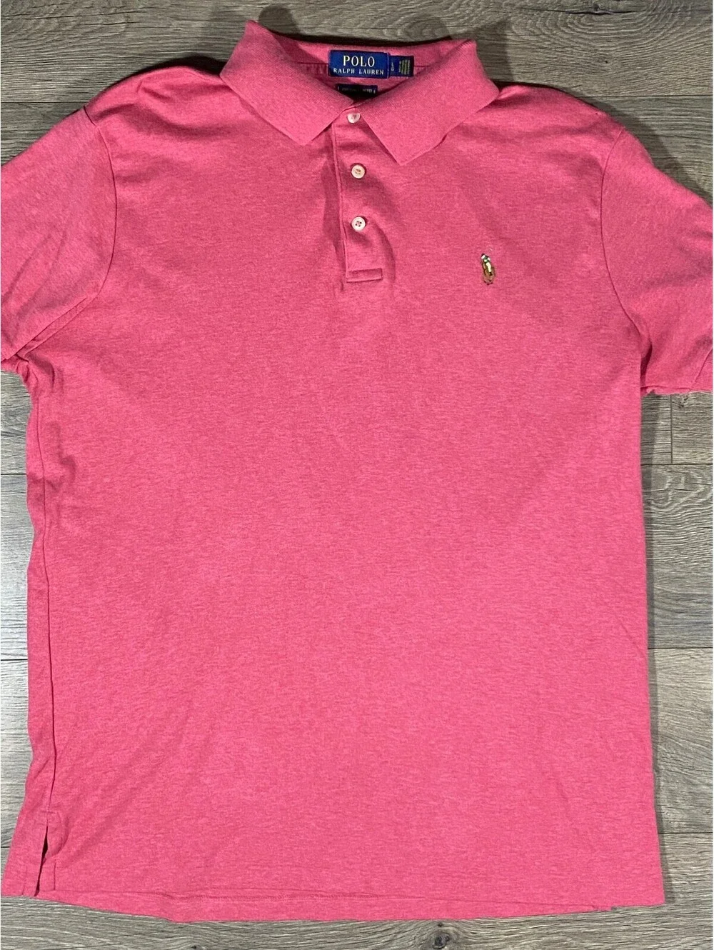Polo Ralph Lauren Polo Shirt Mens L Pink Heather Custom Slim Fit Pony Cotton